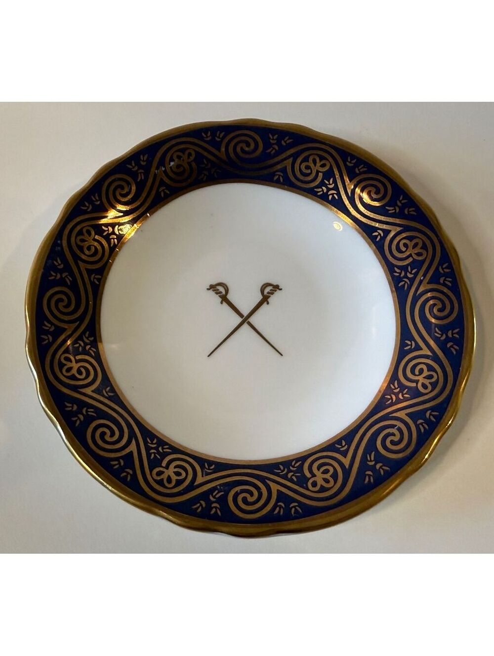 Vintage Tower of London Swords of Justice English Fine Bone China Dish Blue Gold